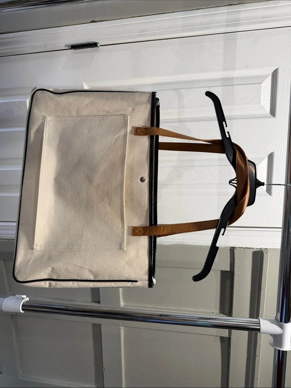 Canvas Tote Bag #PLAYA in Cream with Tan Straps